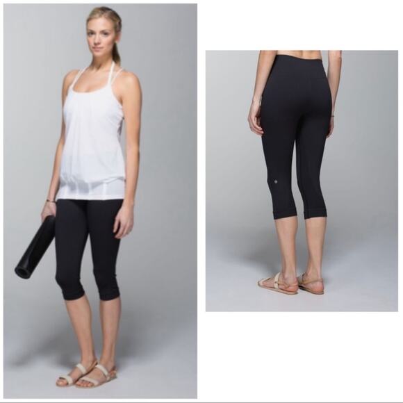 LULULEMON In the Flow Black Capri Leggings in Size 4 - Picture 1 of 6